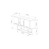 Buffet Moderno de 2 Puertas Color Natural -Nogal - 150x42x79.5 cm - Diseño Elegante para Comedor.