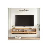Mueble Mesa TV de Pared Color Roble 140x31.6x29.6 cm - 2 Puertas - Estilo Moderno y Funcional.