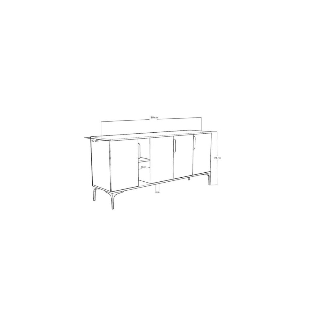 Buffet en Melamina Color Roble, 180x40x78 cm, Diseño Moderno y Duradero