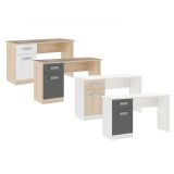 Mesa de Estudio, Escritorio con 2 Cajones, Mesa de Ordenador, Acabado en Color Blanco y Cambrian 70.8 x 120 x 49.8 cm